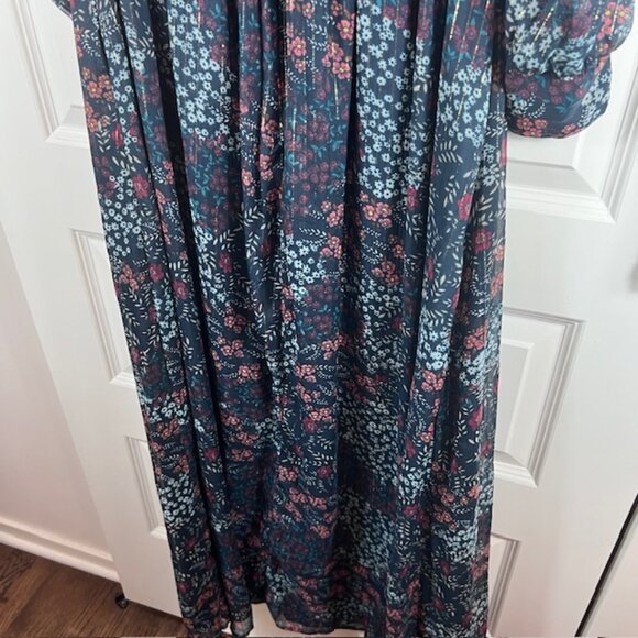ModCloth Floral Chiffon Maxi Dress with Sheer Sleeves and Metallic Thread XS - Picture 8 of 11